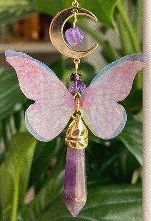 Serenity Wings | Amethyst Crescent Moon Earrings